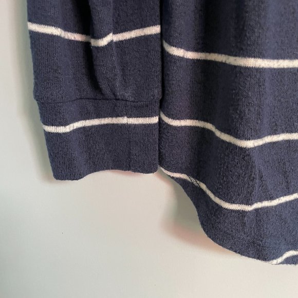 Market & Spruce Soft Lightweight Navy Stripe Hoodie Sweater Sweatshirt L - Picture 5 of 7